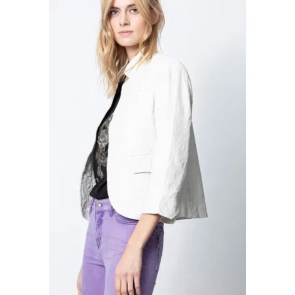 ZADIG & VOLTAIRE Verys Crinkled Leather Blazer COLOR JUDO MSRP 748 - Picture 1 of 6